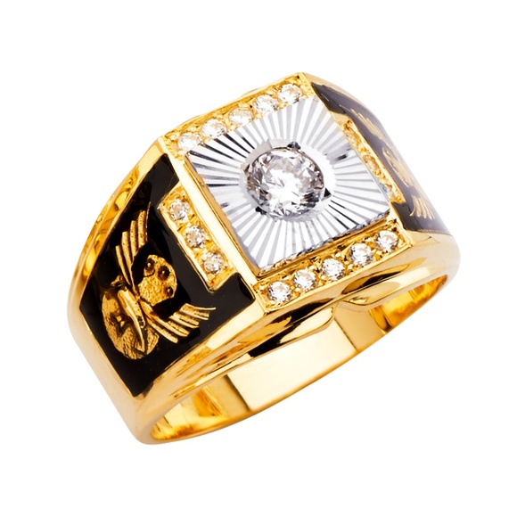 14K Yellow Gold CZ Men's Ring